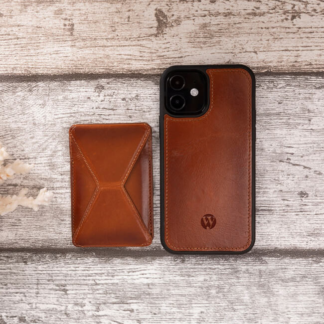 Aaronscase Genuine Leather iPhone 12 Case with Card Holder (Wholesale/Manufacturer)