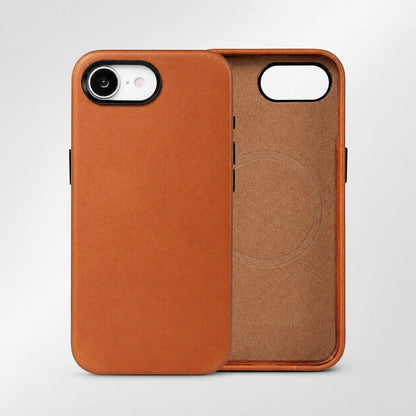 Light Brown Genuine Leather Back Cover for iPhone 16e (Wholesale/OEM Manufacturer)