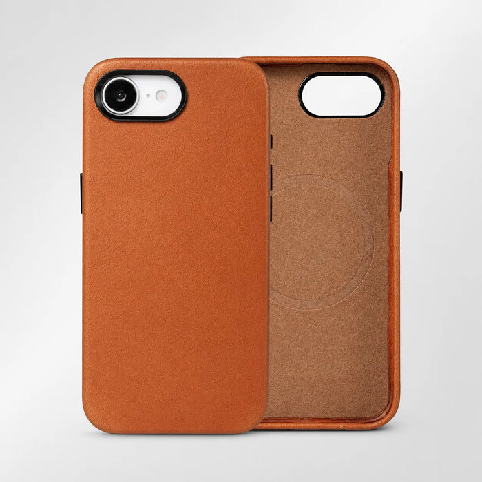 Light Brown Genuine Leather Back Cover for iPhone 16e (Wholesale/OEM Manufacturer)