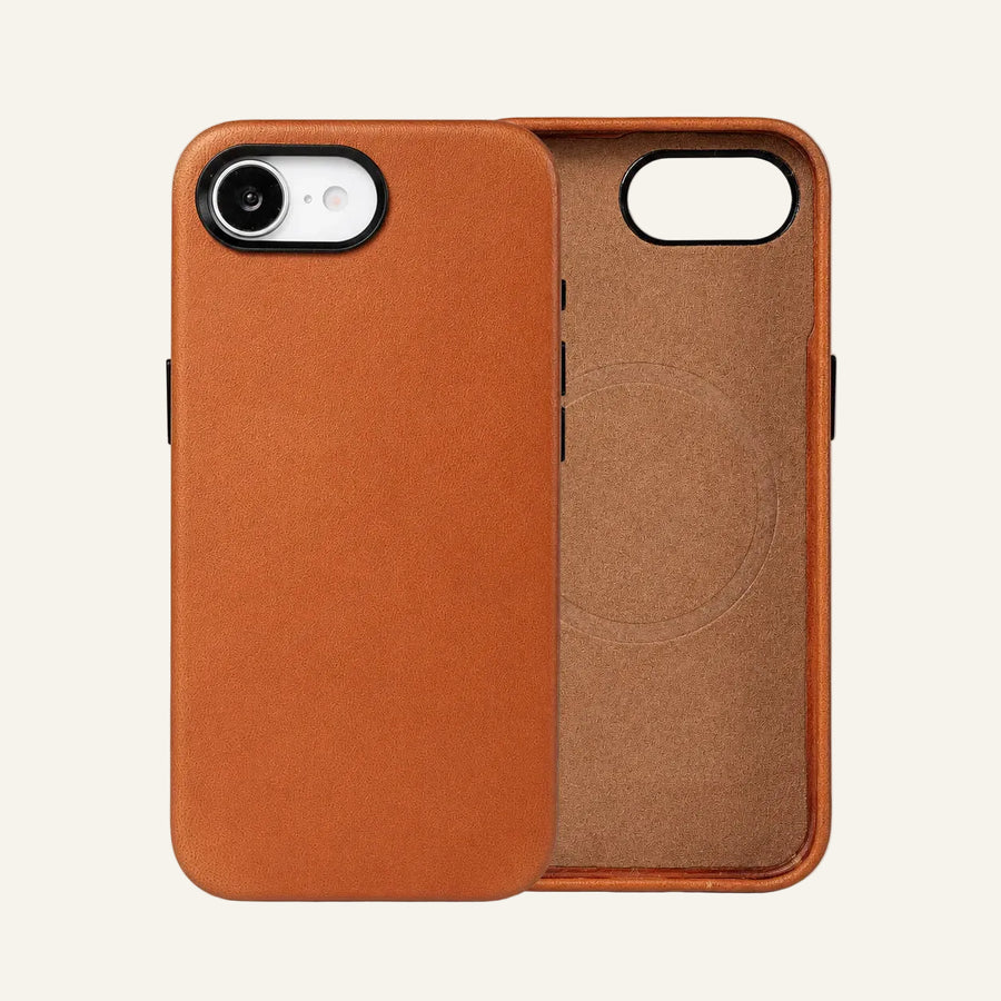 marrón claro cuero genuino tapa trasera para iPhone 16e (Fabricante mayorista/OEM)