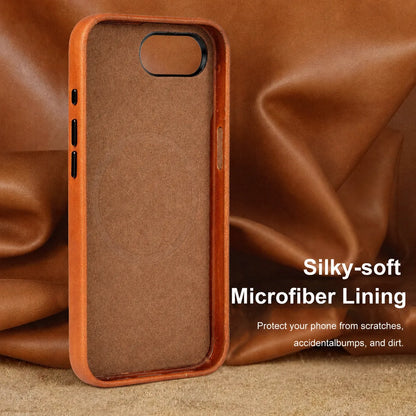 Light Brown Genuine Leather Back Cover for iPhone 16e (Wholesale/OEM Manufacturer)
