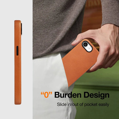 Light Brown Genuine Leather Back Cover for iPhone 16e (Wholesale/OEM Manufacturer)