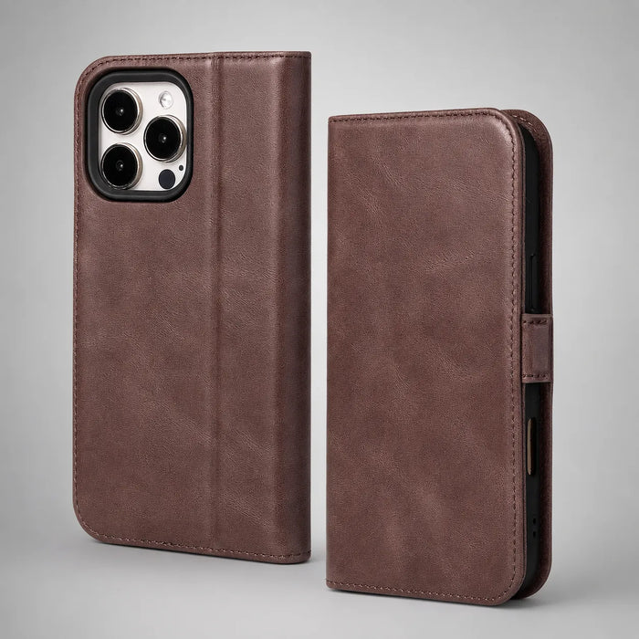Genuine Leather Folio Wallet Case for iPhone 14 Pro Max (Wholesale/OEM Manufacturer)
