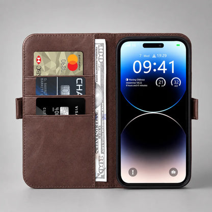 Genuine Leather Folio Wallet Case for iPhone 14 Pro Max (Wholesale/OEM Manufacturer)