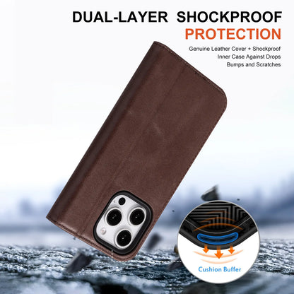 Genuine Leather Folio Wallet Case for iPhone 14 Pro Max (Wholesale/OEM Manufacturer)