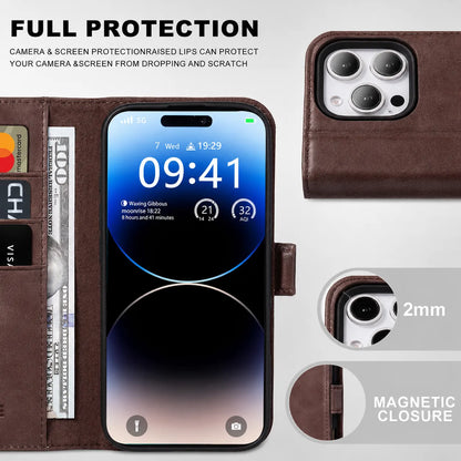 Genuine Leather Folio Wallet Case for iPhone 14 Pro Max (Wholesale/OEM Manufacturer)