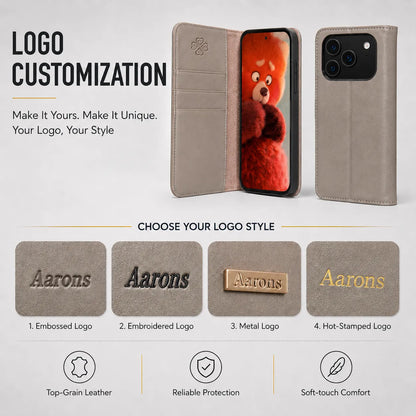 Genuine Leather Wallet Phone Case for iPhone 17 Pro Max (Wholesale/OEM Manufacturer)