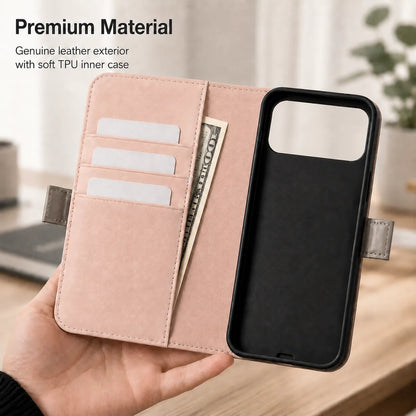 Genuine Leather Wallet Phone Case for iPhone 17 Pro Max (Wholesale/OEM Manufacturer)