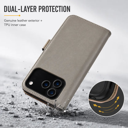 Genuine Leather Wallet Phone Case for iPhone 17 Pro Max (Wholesale/OEM Manufacturer)