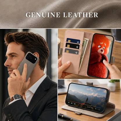Genuine Leather Wallet Phone Case for iPhone 17 Pro Max (Wholesale/OEM Manufacturer)