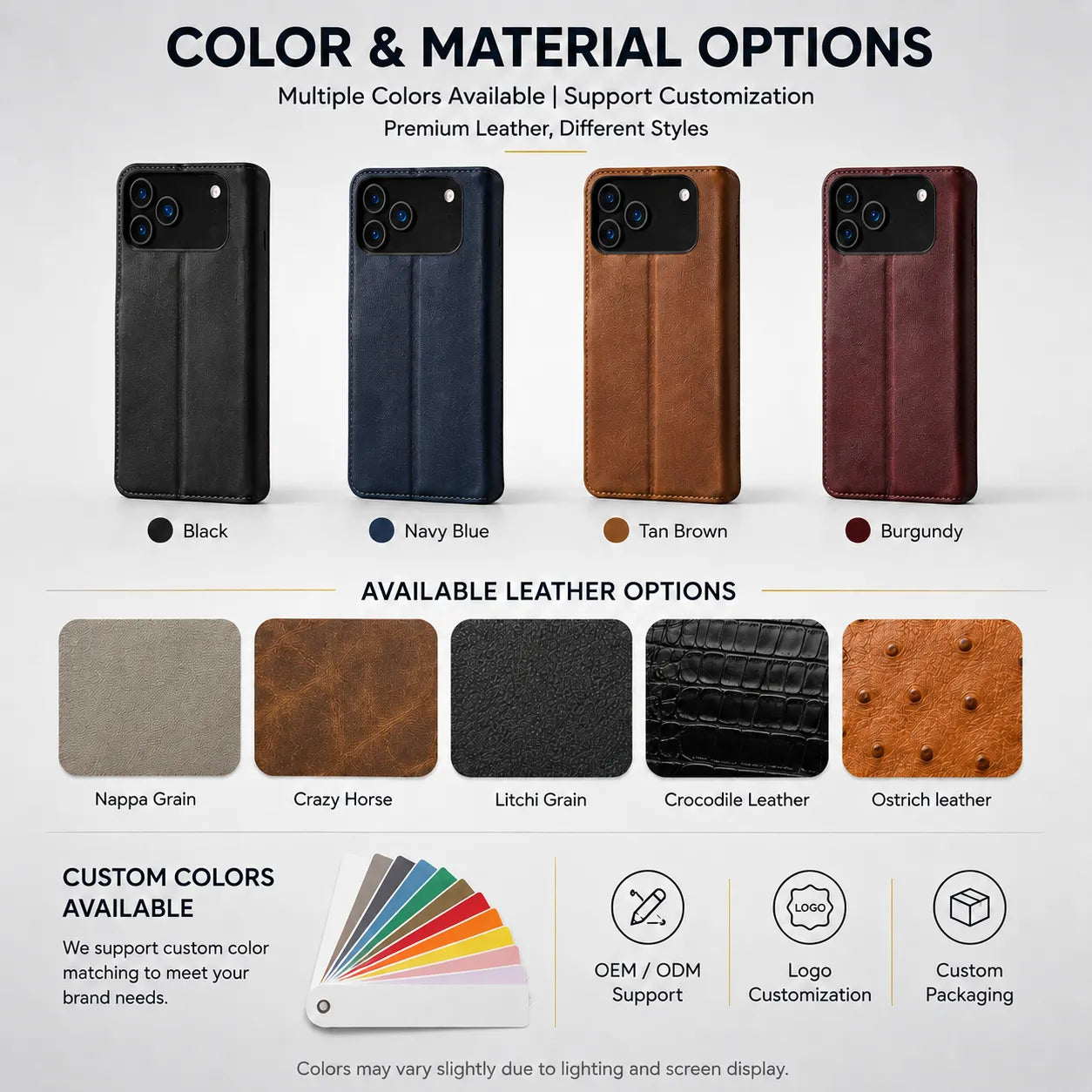 Genuine Leather Wallet Phone Case for iPhone 17 Pro Max (Wholesale/OEM Manufacturer)