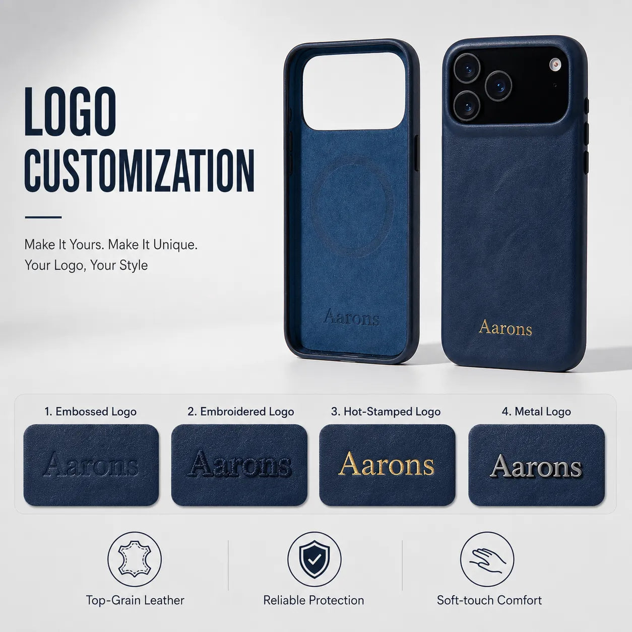 Genuine Leather Back Case for iPhone 17 Pro Max (Wholesale/OEM Manufacturer)
