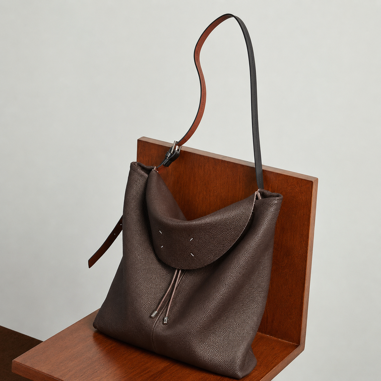 Large Genuine Leather Bucket Shoulder Bag - image 5