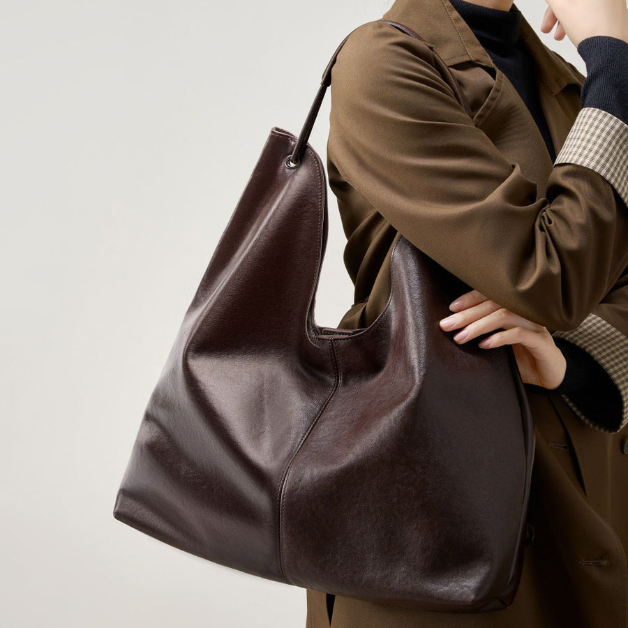 Large Genuine Leather Hobo Shoulder Bag - image 4