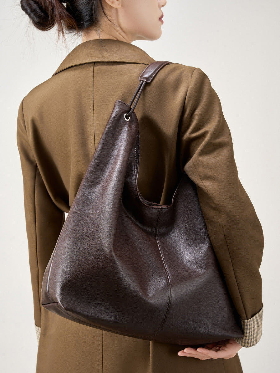 Large Genuine Leather Hobo Shoulder Bag - image 5