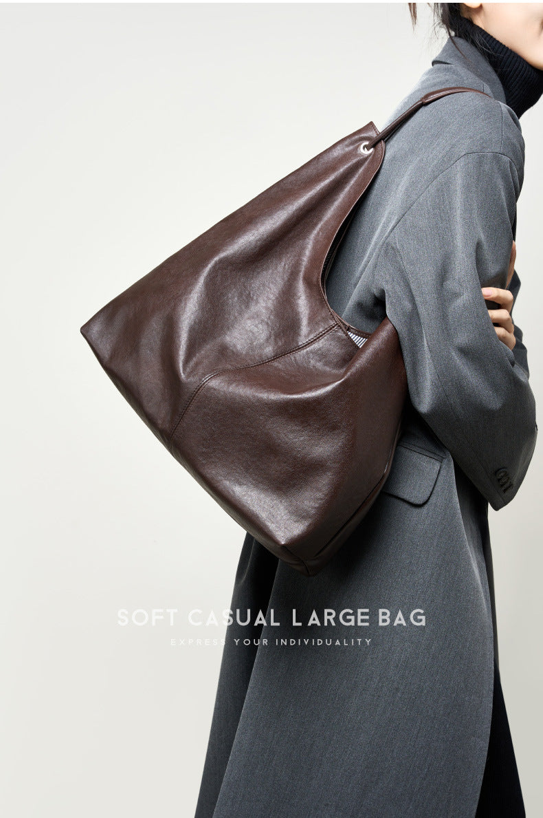 Large Genuine Leather Hobo Shoulder Bag - image 8