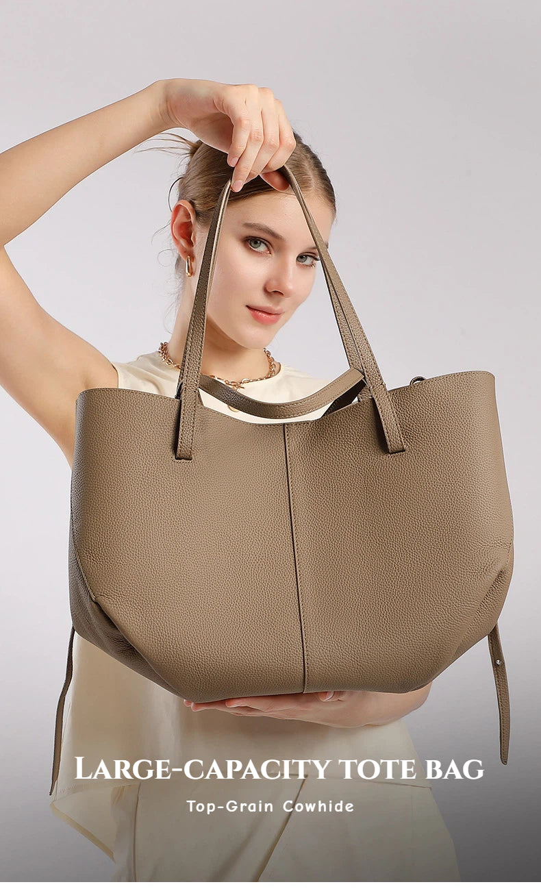 Large Soft Genuine Leather Tote Bag - image 7