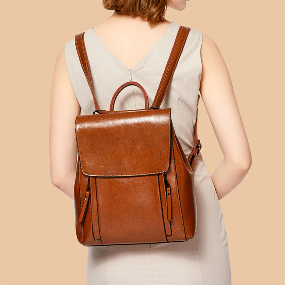 Large Vintage Genuine Leather Backpack - image 4