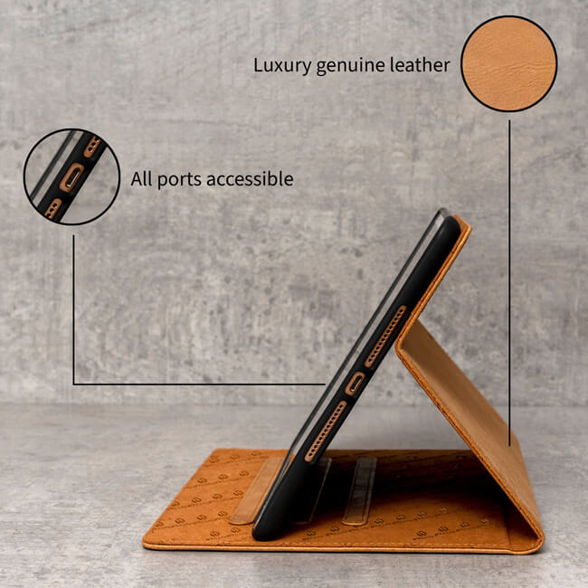 Aaronscase Genuine Leather iPad Case with Pencil Holder - Wholesale Manufacturer