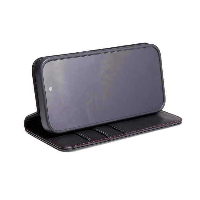 Aaronscase Genuine Leather iPhone 15 Flip Case with Card Holder (Wholesale / Manufacturer)