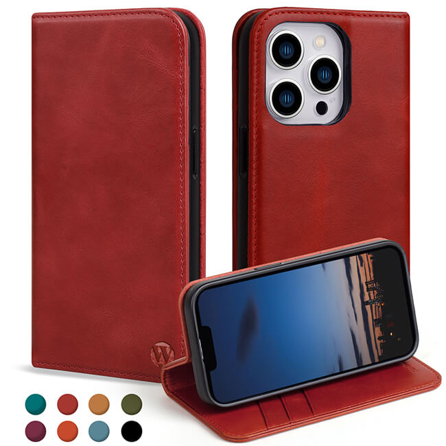 Custom Genuine Red Leather iPhone 15 Pro Max Case (Wholesale/OEM Manufacturer)