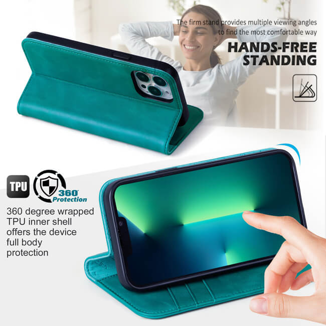 Aaronscase Genuine Leather iPhone 16 Case with Stand (Wholesale / Manufacturer)
