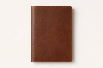 Brown leather recipe journal and menu notebook cover for wholesale customization