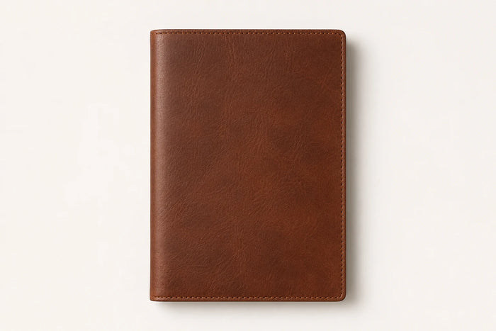 Brown leather recipe journal and menu notebook cover for wholesale customization