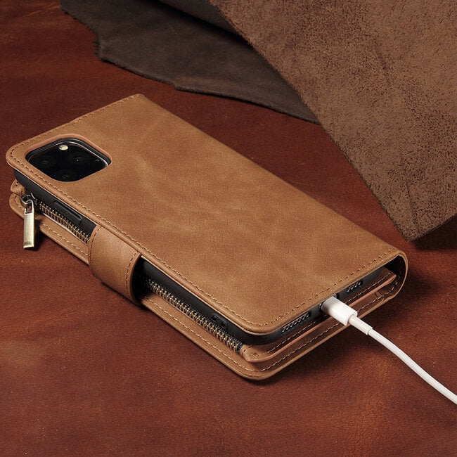 Aaronscase Genuine Leather Zipper Wallet Phone Case (Wholesale Manufacturer)