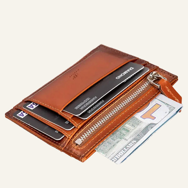 Genuine Leather Men's Wallet with Money Clip — Custom OEM