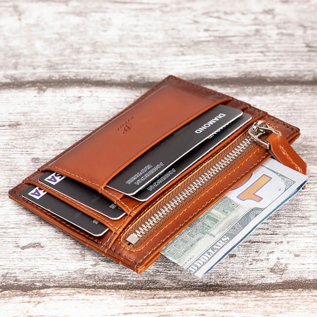 Genuine Leather Men's Wallet with Money Clip (Wholesale/OEM Manufacturer)