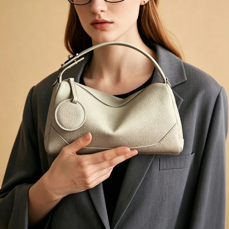 Mini Genuine Leather Barrel Handbag - image 6