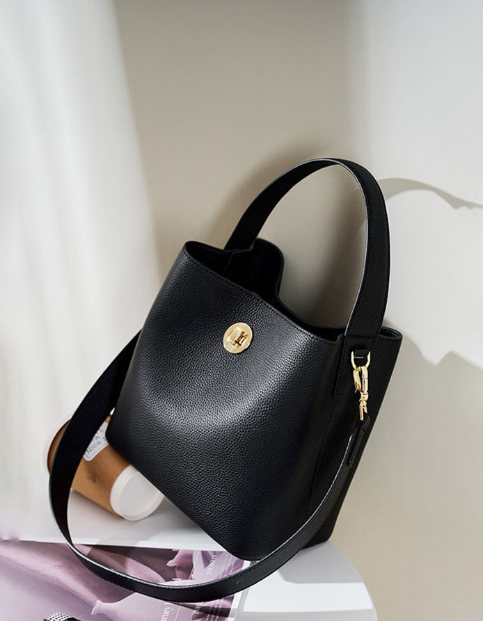 Mini Genuine Leather Bucket Handbag - image 2