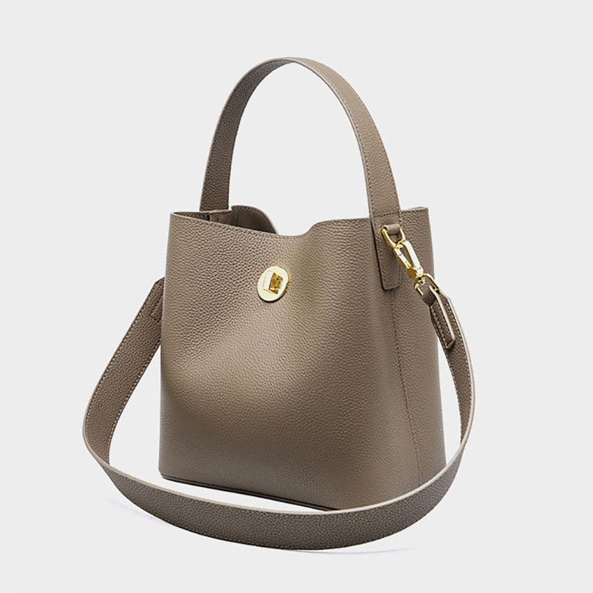 Mini Genuine Leather Bucket Handbag - image 3