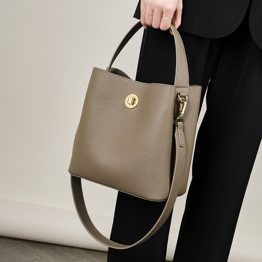 Mini Genuine Leather Bucket Handbag - image 4