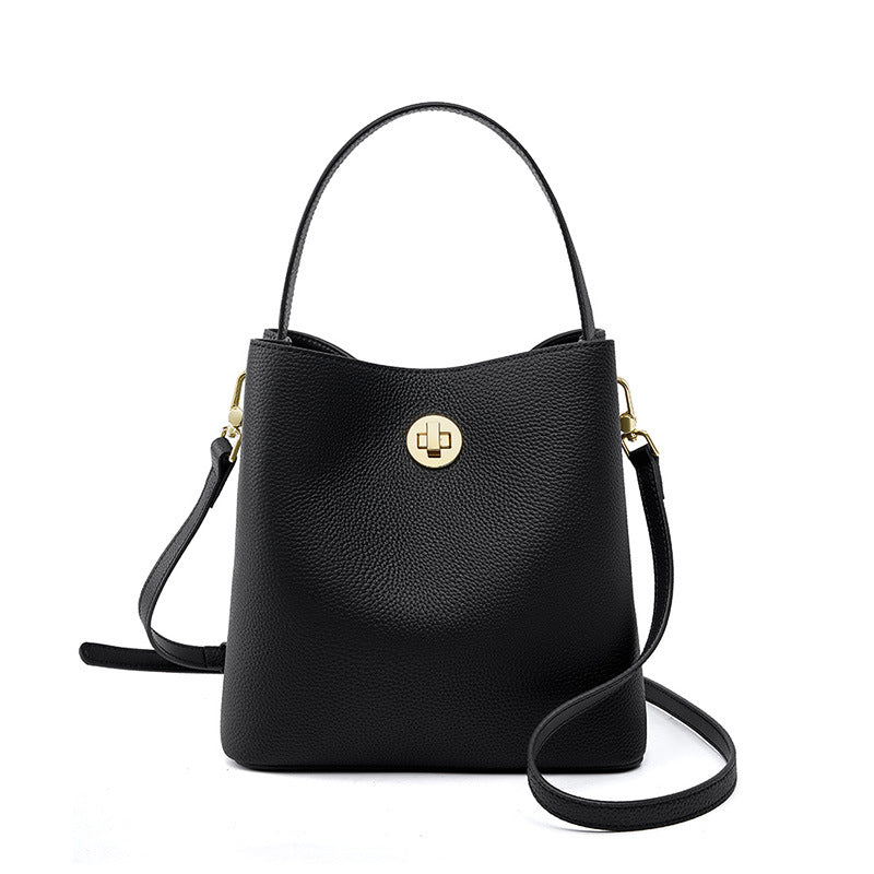 Mini Genuine Leather Bucket Handbag - image 7