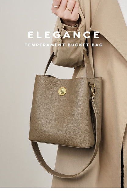 Mini Genuine Leather Bucket Handbag - image 8