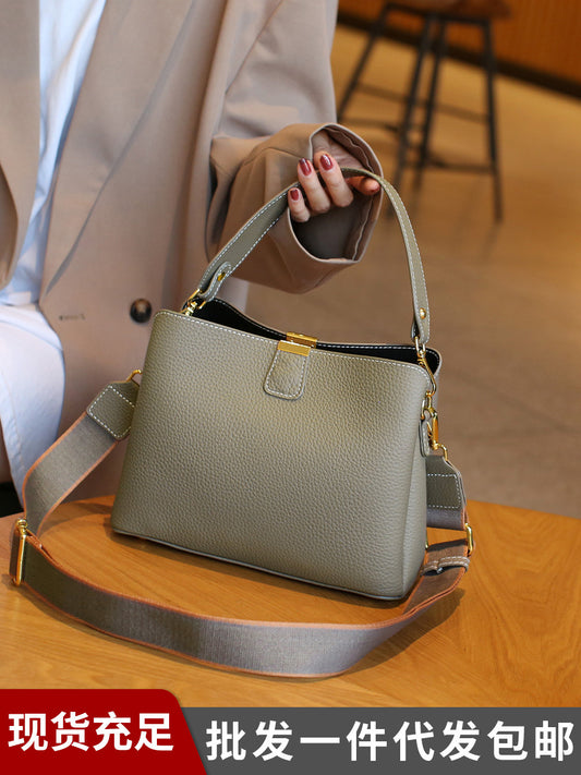 Mini Genuine Leather Bucket Handbag - image 1