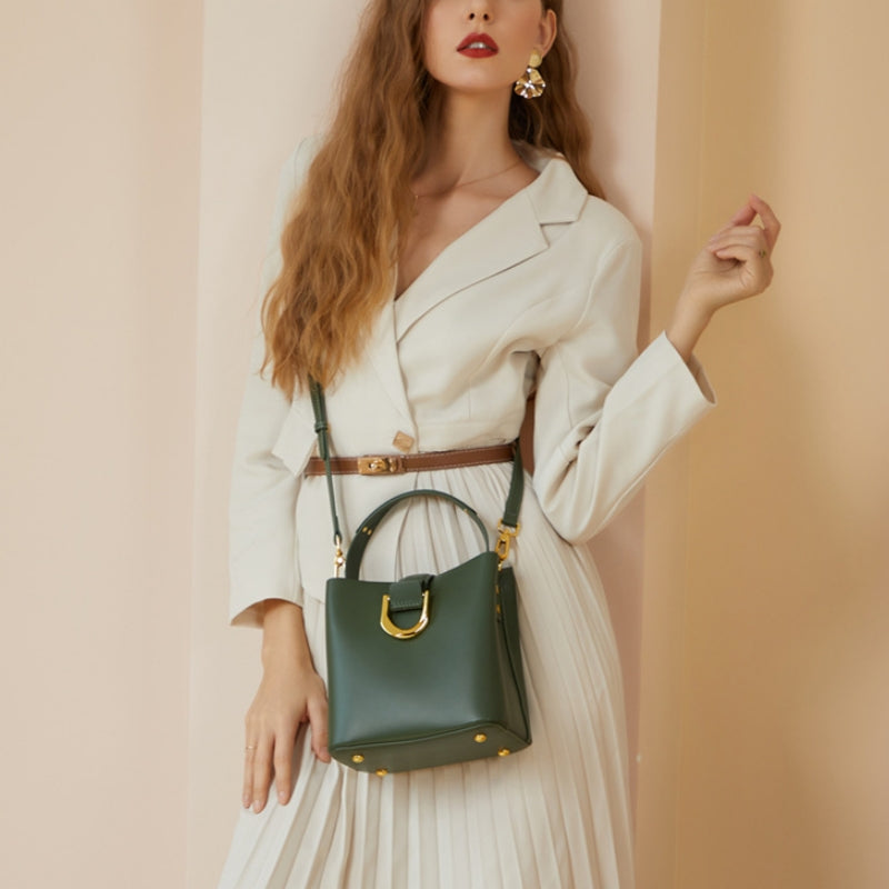 Mini Genuine Leather Top Handle Crossbody Bag - image 4