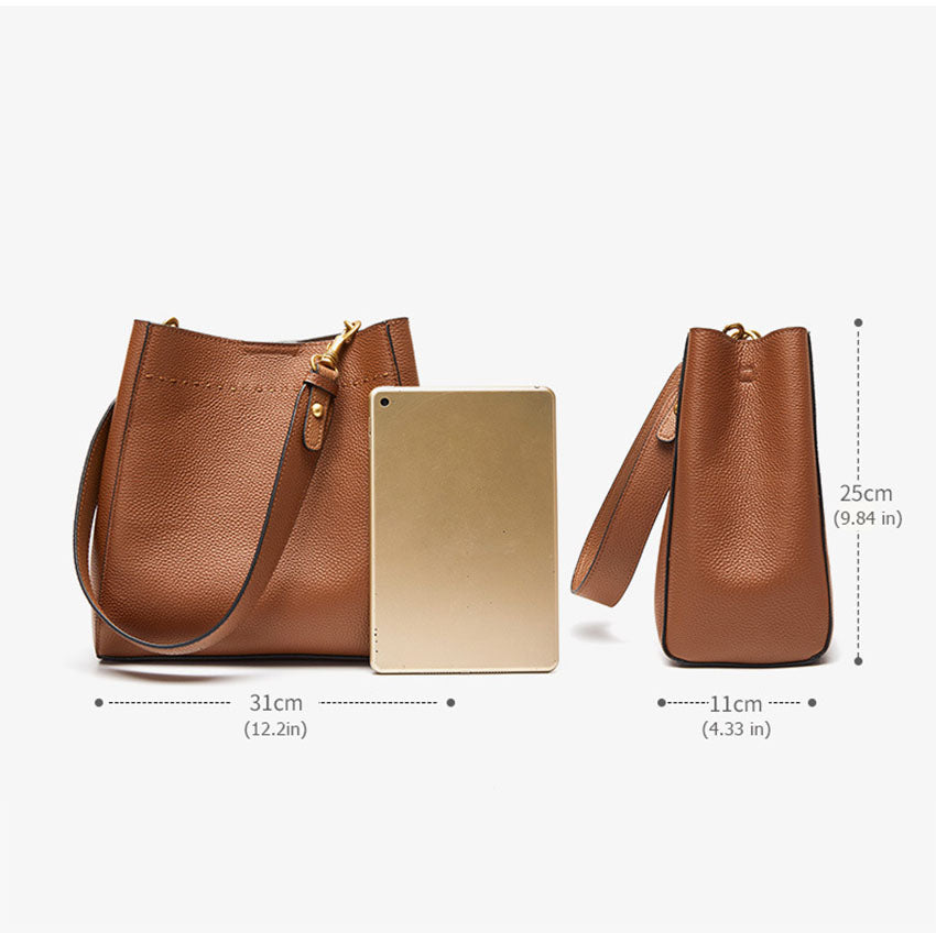 Minimal Genuine Leather Shoulder Tote Bag - image 2
