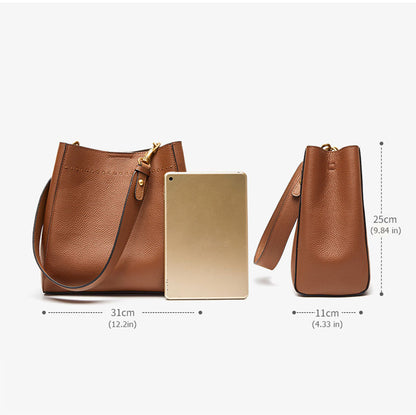 Minimal Genuine Leather Shoulder Tote Bag - image 2