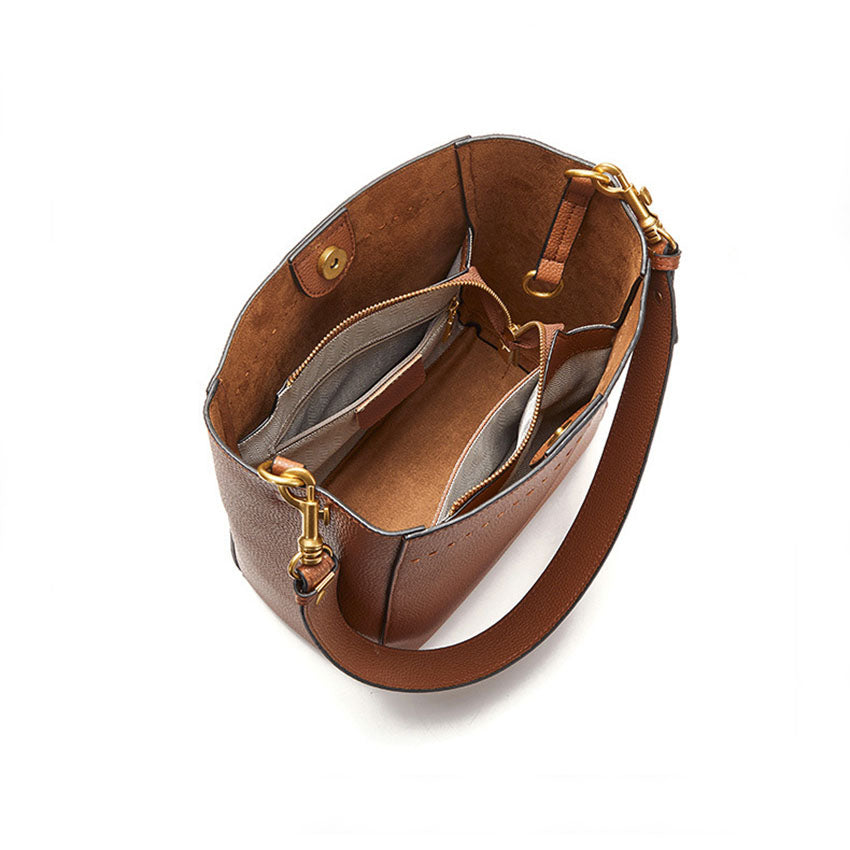 Minimal Genuine Leather Shoulder Tote Bag - image 3