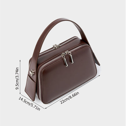 Multi-Compartment Genuine Leather Top Handle Bag - image 2