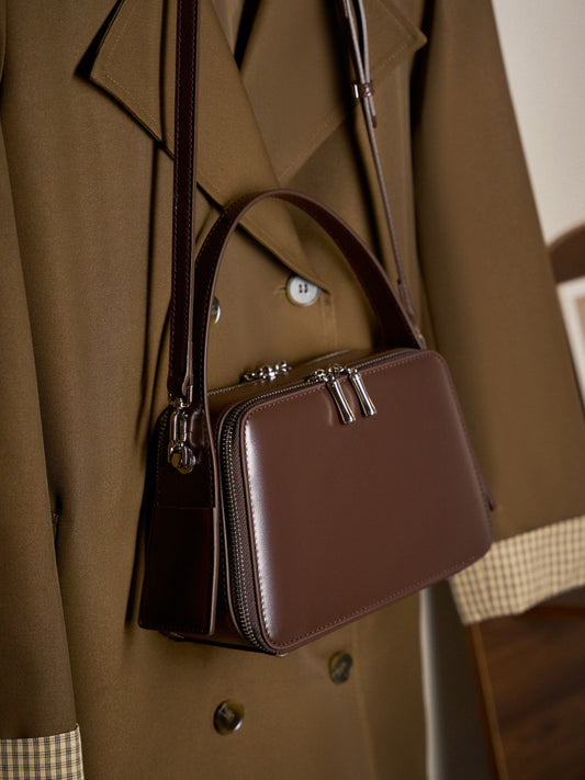 Multi-Compartment Genuine Leather Top Handle Bag - image 3