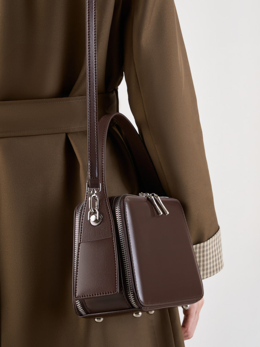 Multi-Compartment Genuine Leather Top Handle Bag - image 4