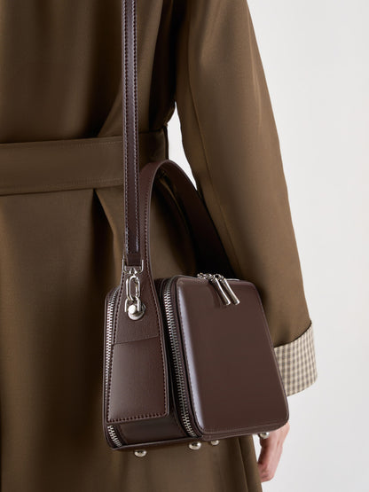 Multi-Compartment Genuine Leather Top Handle Bag - image 4