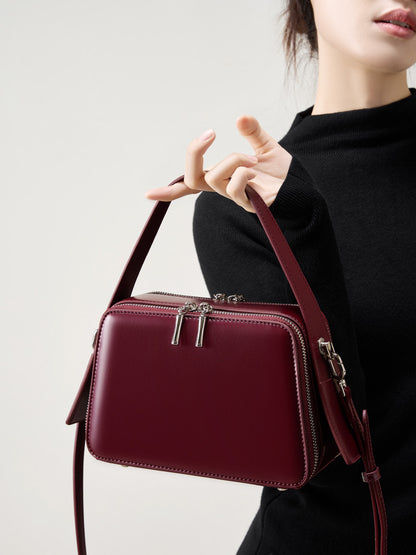 Multi-Compartment Genuine Leather Top Handle Bag - image 5
