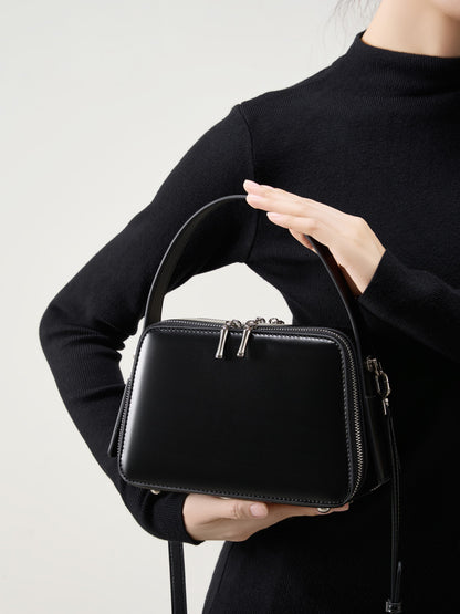 Multi-Compartment Genuine Leather Top Handle Bag - image 6