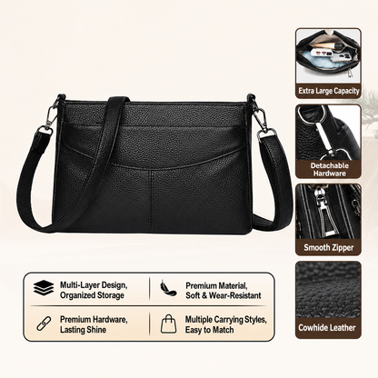 Multi-Layer Genuine Leather Crossbody Bag - image 1