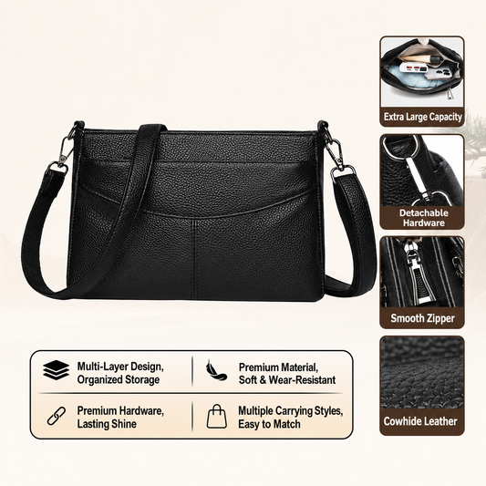 Multi-Layer Genuine Leather Crossbody Bag - image 1